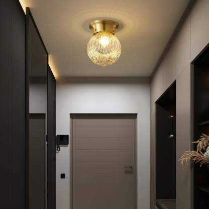 Modern Globe Glass Brass 1-Light Semi-Flush Ceiling Light — B / 110V-120V For US/CA