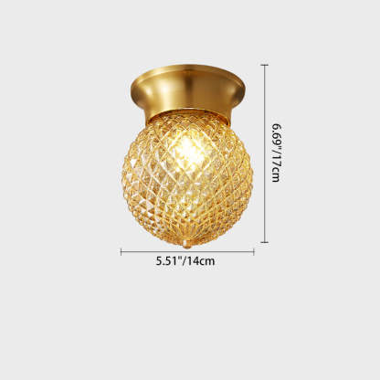Modern Globe Glass Brass 1-Light Semi-Flush Ceiling Light — B / 220V-240V For UK/AU