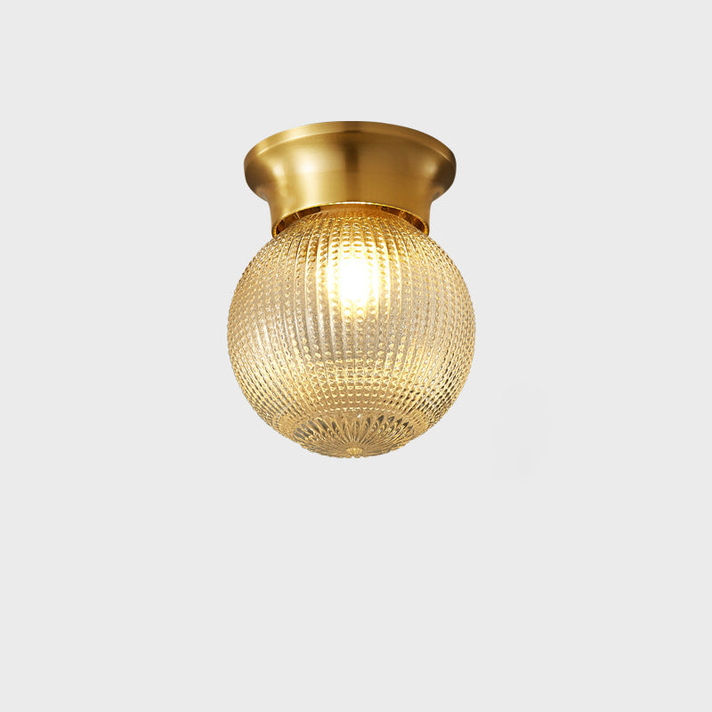 Modern Globe Glass Brass 1-Light Semi-Flush Ceiling Light