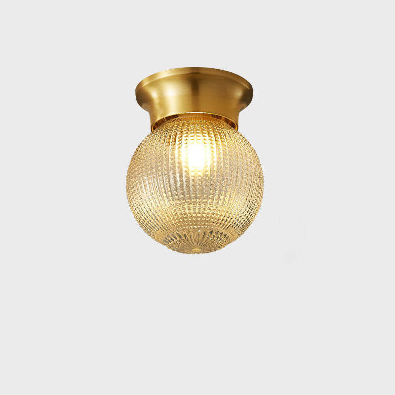 Modern Globe Glass Brass 1-Light Semi-Flush Ceiling Light