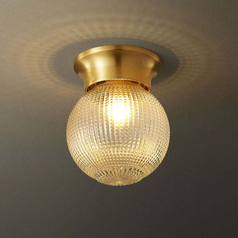 Modern Globe Glass Brass 1-Light Semi-Flush Ceiling Light
