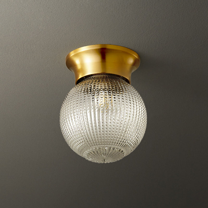 Modern Globe Glass Brass 1-Light Semi-Flush Ceiling Light