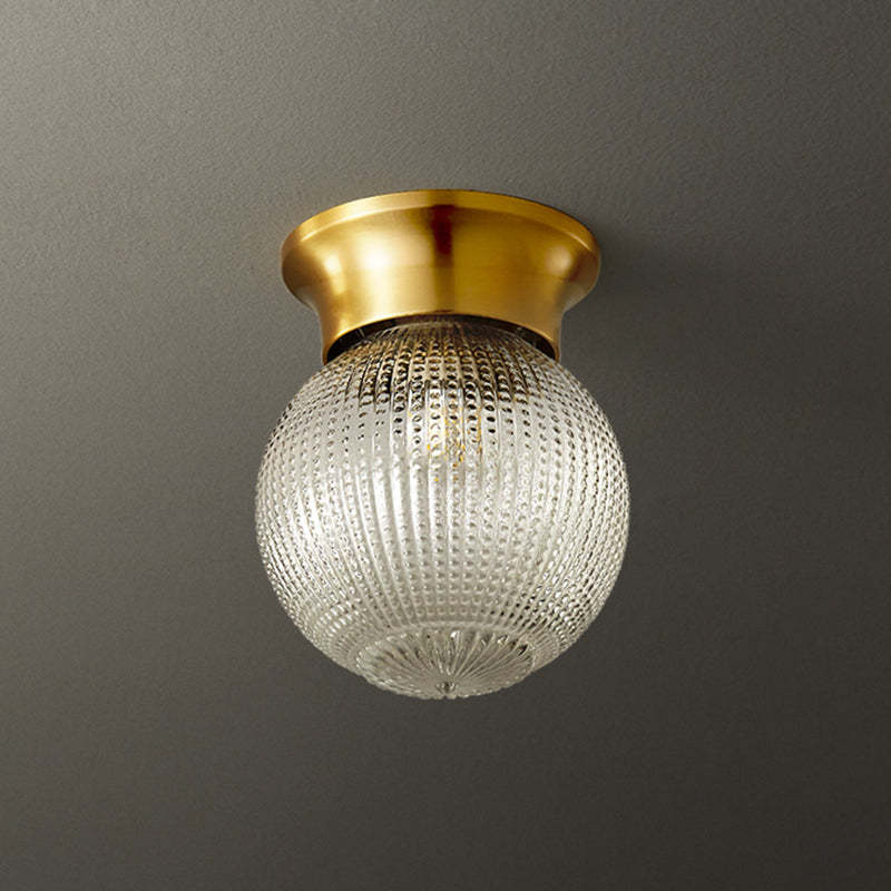 Modern Globe Glass Brass 1-Light Semi-Flush Ceiling Light