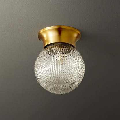 Modern Globe Glass Brass 1-Light Semi-Flush Ceiling Light