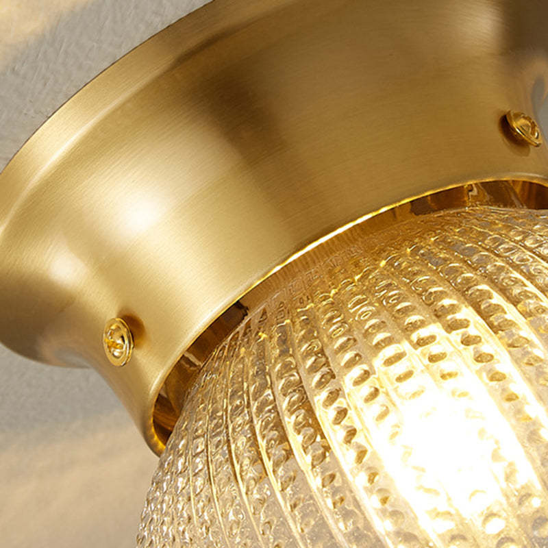 Modern Globe Glass Brass 1-Light Semi-Flush Ceiling Light
