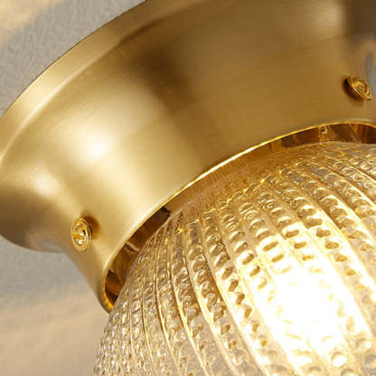Modern Globe Glass Brass 1-Light Semi-Flush Ceiling Light