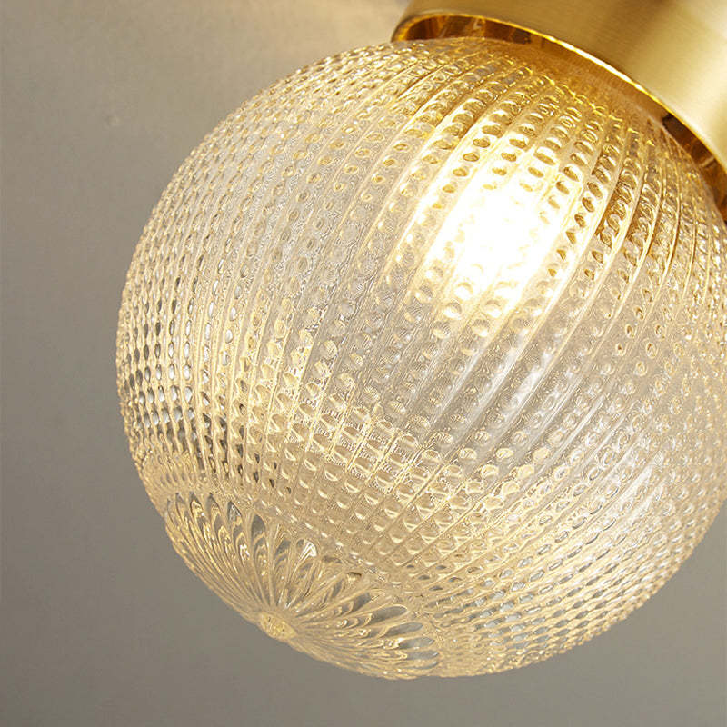 Modern Globe Glass Brass 1-Light Semi-Flush Ceiling Light