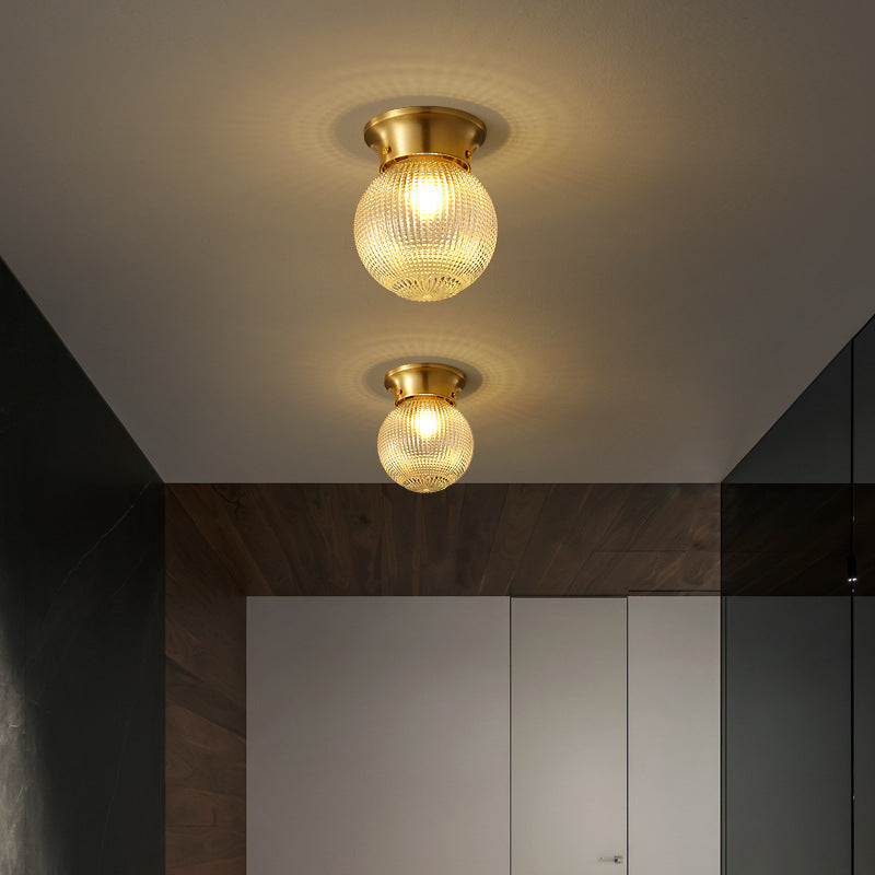 Modern Globe Glass Brass 1-Light Semi-Flush Ceiling Light — A / 220V-240V For UK/AU