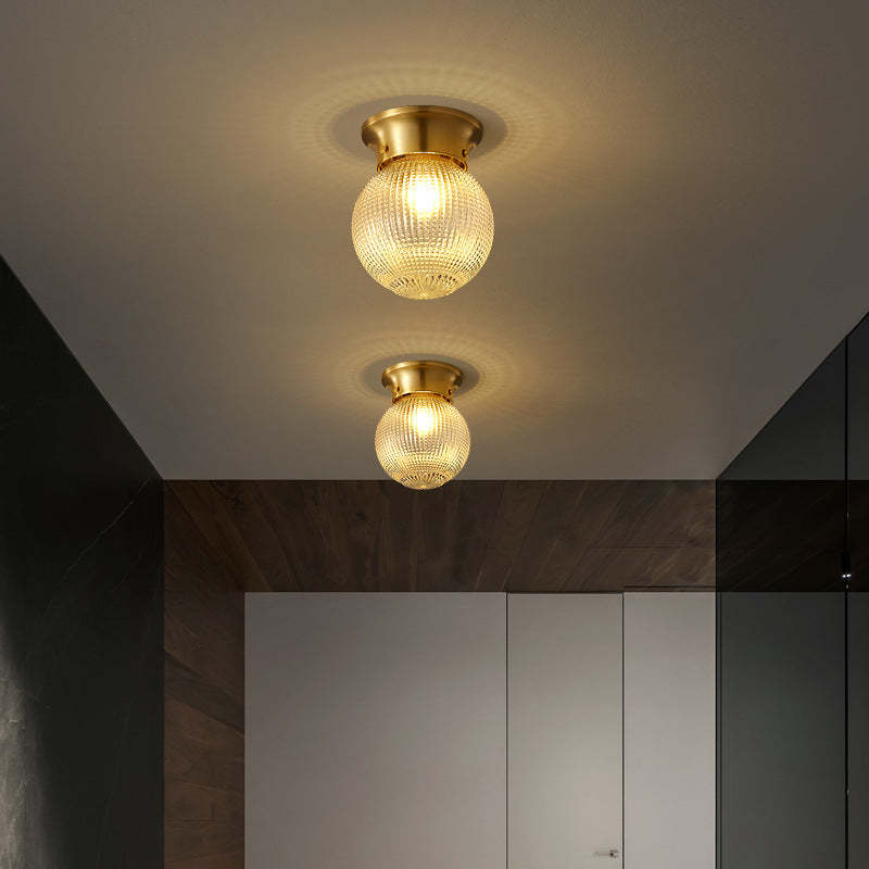 Modern Globe Glass Brass 1-Light Semi-Flush Ceiling Light — A / 220V-240V For UK/AU