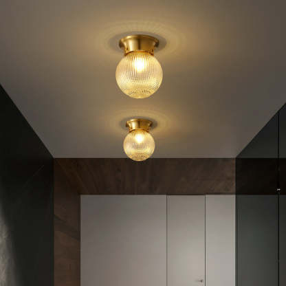 Modern Globe Glass Brass 1-Light Semi-Flush Ceiling Light — A / 220V-240V For UK/AU