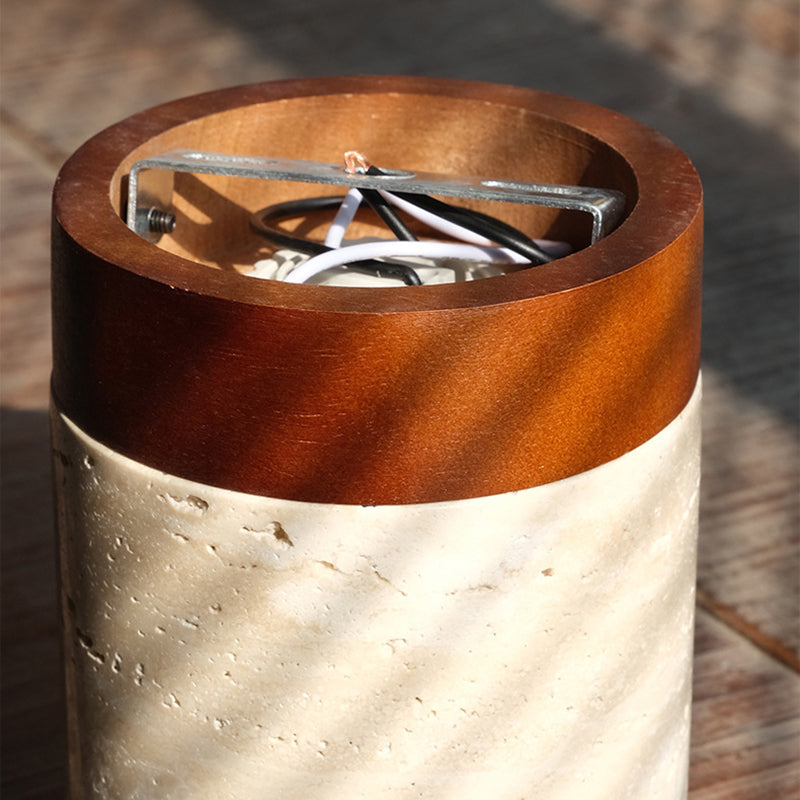 Japanese Wabi-Sabi Travertine Wood Ceiling Light