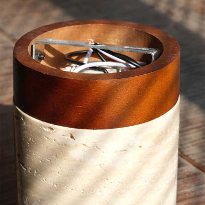 Japanese Wabi-Sabi Travertine Wood Ceiling Light