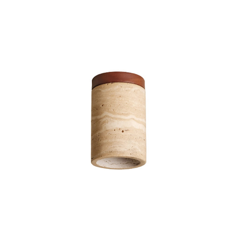 Japanese Wabi-Sabi Travertine Wood Ceiling Light