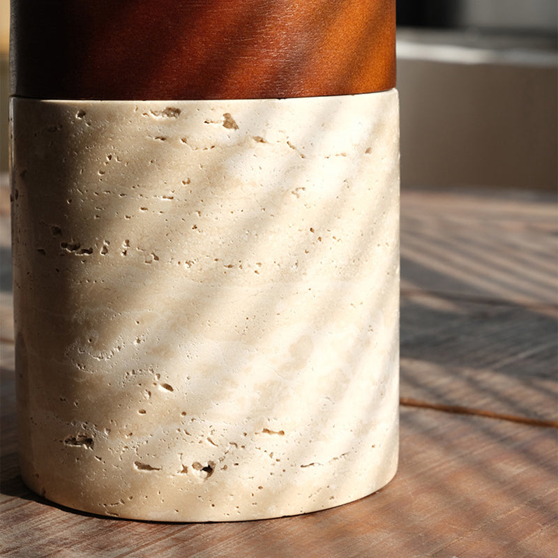 Japanese Wabi-Sabi Travertine Wood Ceiling Light