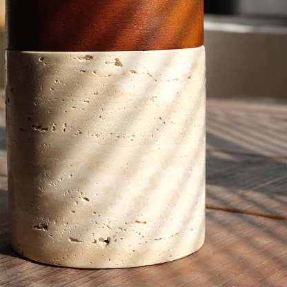 Japanese Wabi-Sabi Travertine Wood Ceiling Light