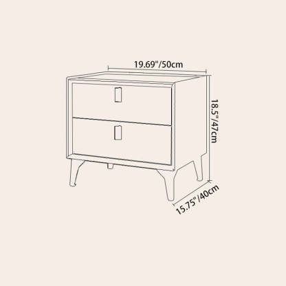 Scandinavian Leather Wood 2-Drawer Nightstand — D