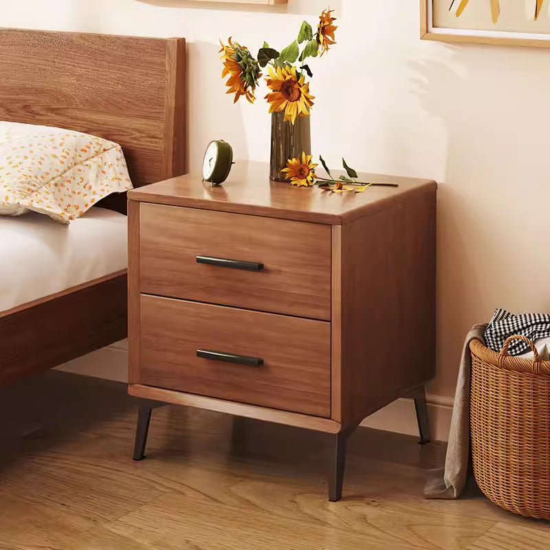 Nordic Wood 2-Drawer Nightstand - Walnut