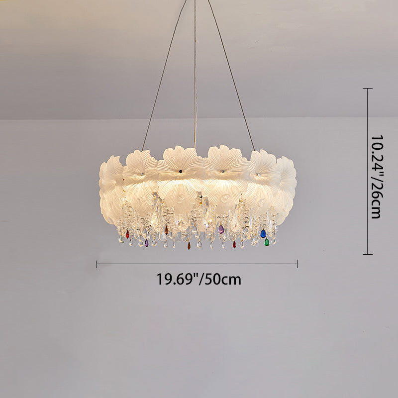 Contemporary Luxe Iron Crystal Glass Flower LED Chandelier — 110V-120V For US/CA / Infinitely Dimmable