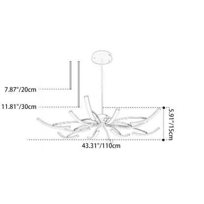 Contemporary Luxe Iron Acrylic Spider LED Chandelier