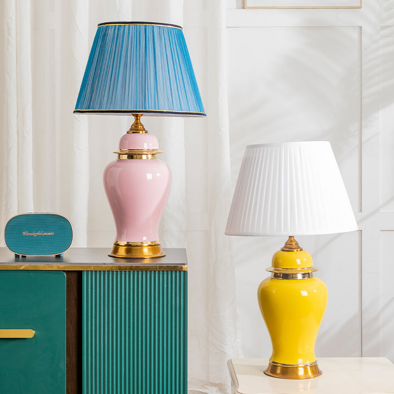 Chinese Ceramic Vase Metal Fabric Lamp