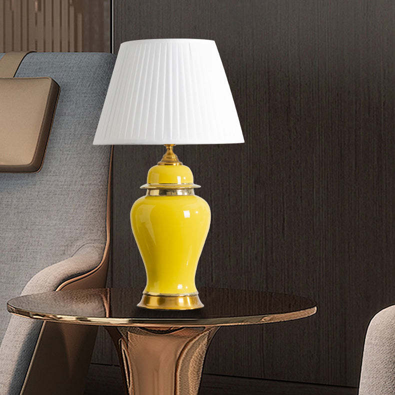 Chinese Ceramic Vase Metal Fabric Lamp