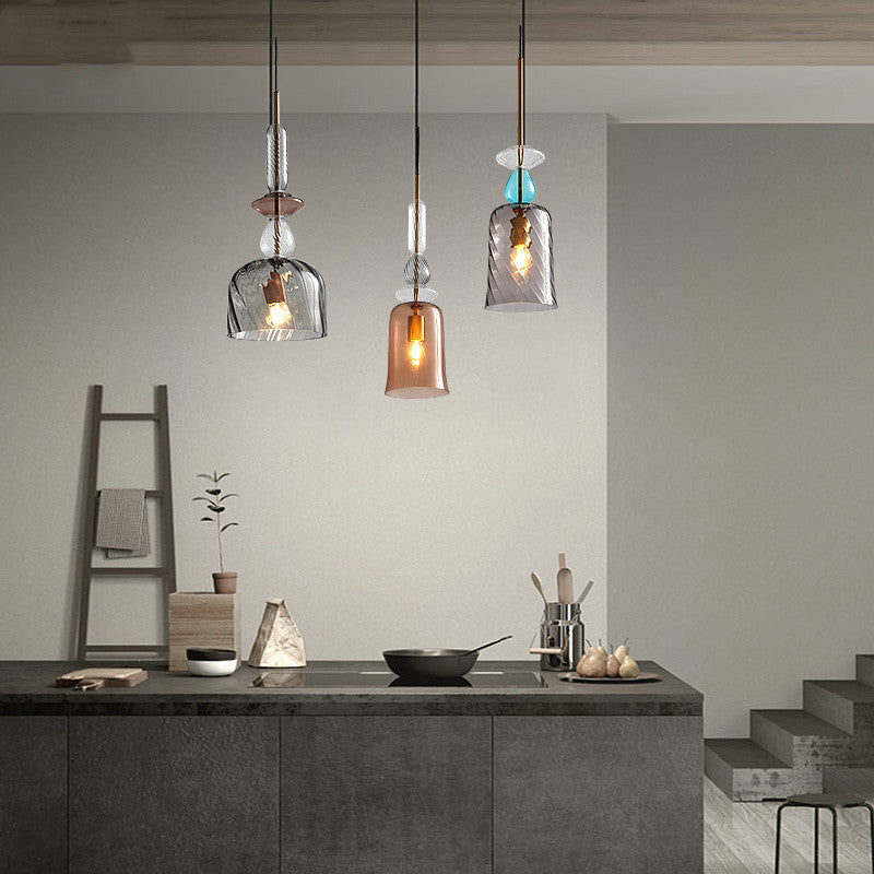 Scandinavian Cylinder Disc Glass Pendant Light