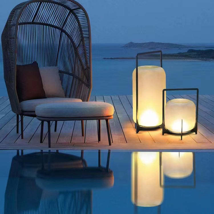 Chinese Lantern Round Solar Glass Stainless Steel LED Light