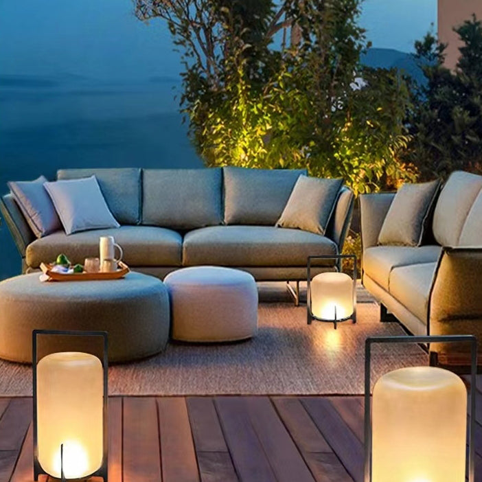 Chinese Lantern Round Solar Glass Stainless Steel LED Light