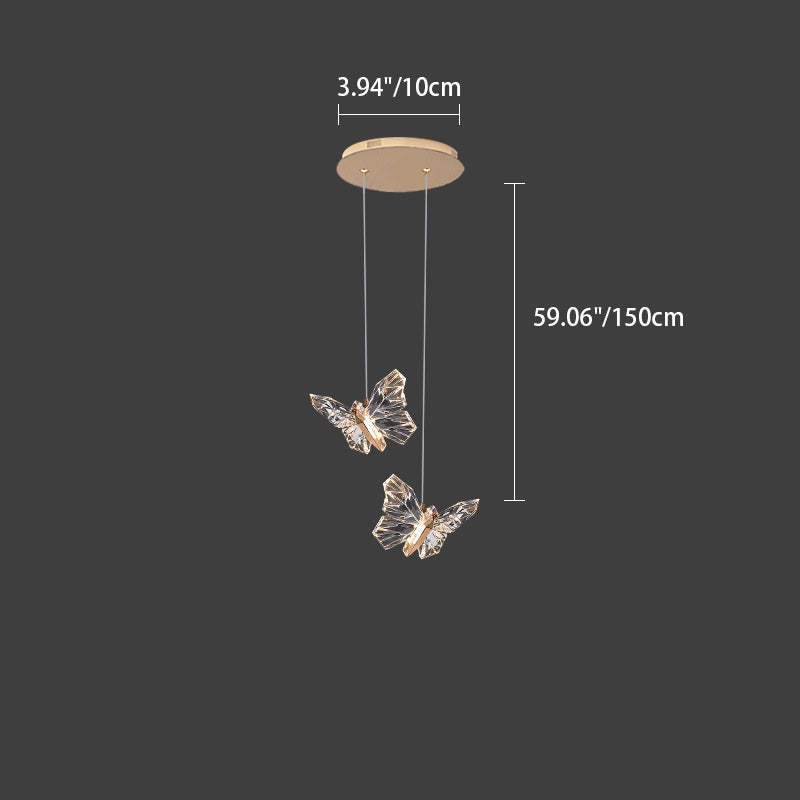Contemporary Butterfly Acrylic Zinc LED Pendant Light