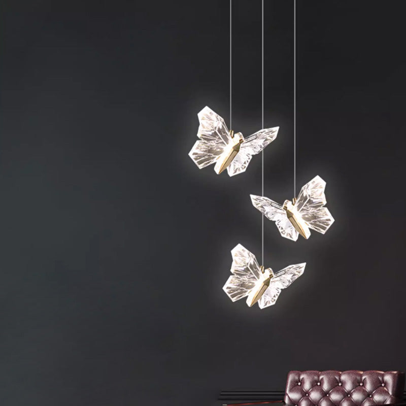Contemporary Butterfly Acrylic Zinc LED Pendant Light