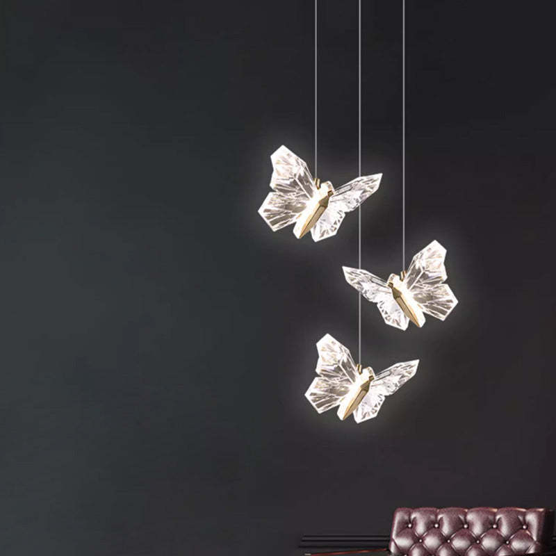 Contemporary Butterfly Acrylic Zinc LED Pendant Light