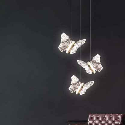 Contemporary Butterfly Acrylic Zinc LED Pendant Light