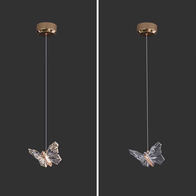 Contemporary Butterfly Acrylic Zinc LED Pendant Light