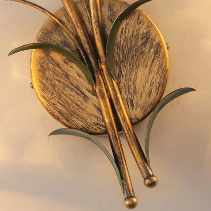 Art Deco Flower Leaf Crystal Glass Iron Wall Sconce