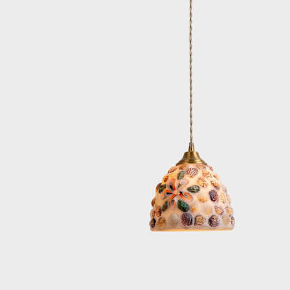Vintage Bowl Half Round Glass Copper Pendant Light