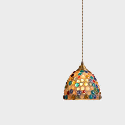 Vintage Bowl Half Round Glass Copper Pendant Light