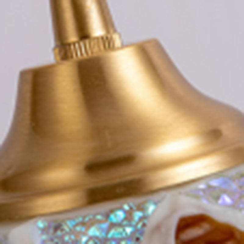 Vintage Bowl Half Round Glass Copper Pendant Light — E / 220V-240V For UK/AU
