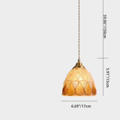 Vintage Bowl Half Round Glass Copper Pendant Light — C / 220V-240V For UK/AU
