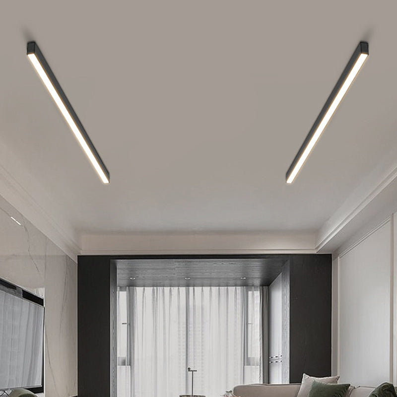 Minimalist Long Acrylic Aluminum LED Flush Mount Light