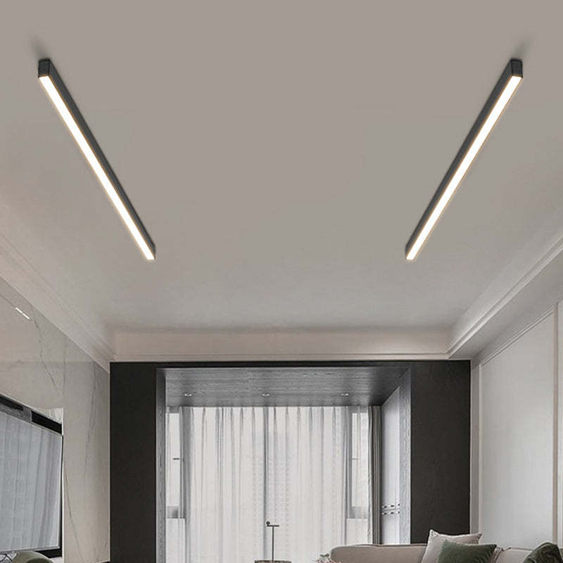 Minimalist Long Acrylic Aluminum LED Flush Mount Light