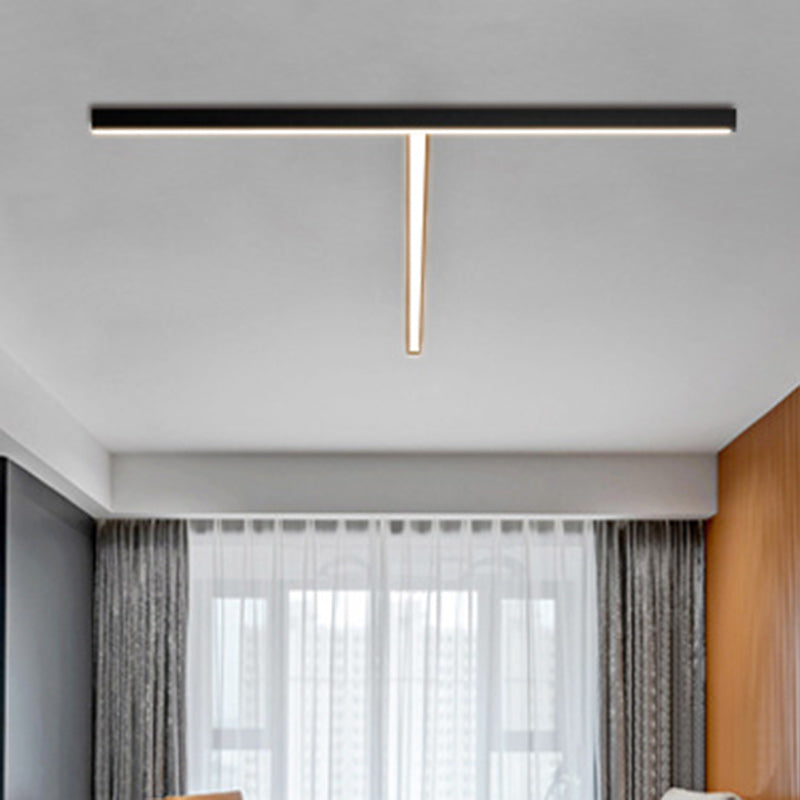 Minimalist Long Acrylic Aluminum LED Flush Mount Light
