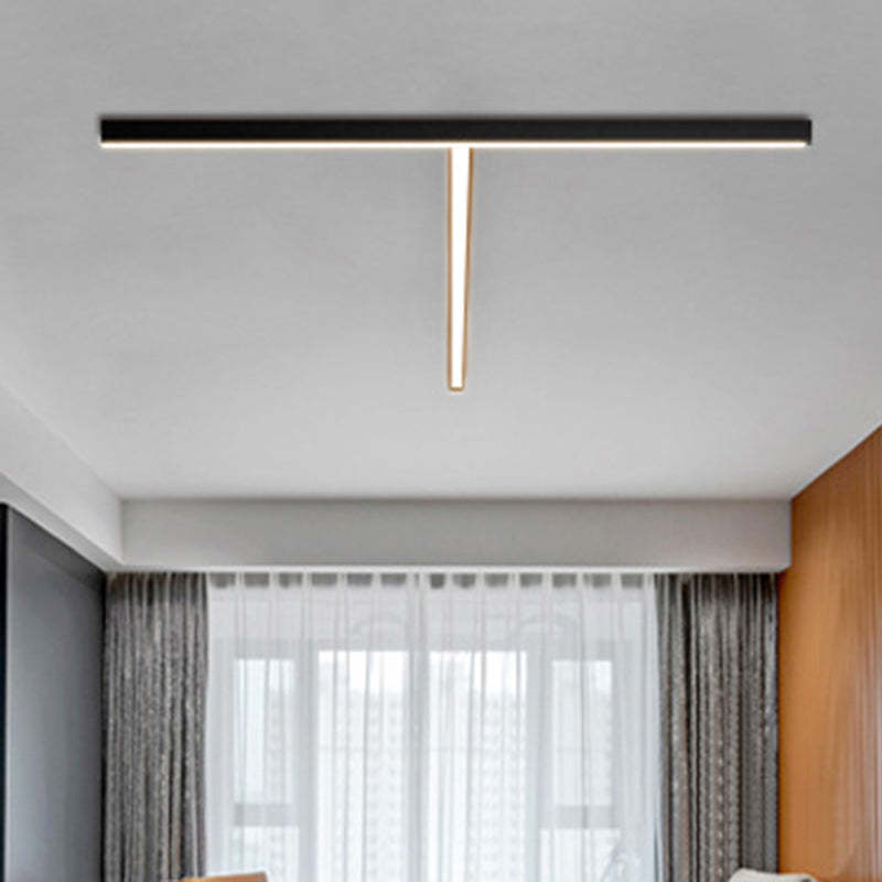 Minimalist Long Acrylic Aluminum LED Flush Mount Light