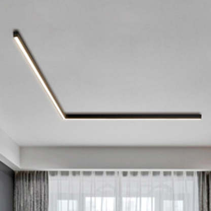 Minimalist Long Acrylic Aluminum LED Flush Mount Light