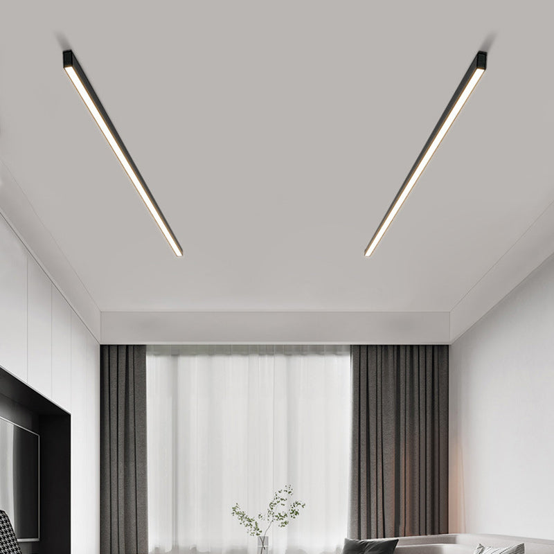 Minimalist Long Acrylic Aluminum LED Flush Mount Light