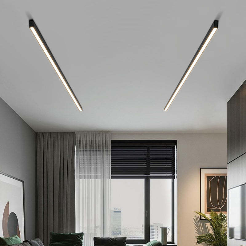 Minimalist Long Acrylic Aluminum LED Flush Mount Light