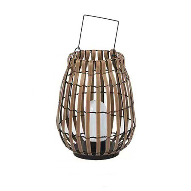 Chinese Tote Lantern Rattan Iron LED Outdoor Light