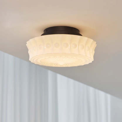 Vintage Round Pattern Glass Iron LED Ceiling Light
