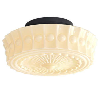 Vintage Round Pattern Glass Iron LED Ceiling Light