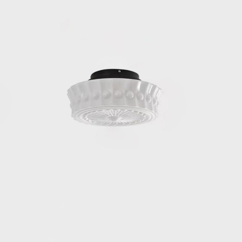 Vintage Round Pattern Glass Iron LED Ceiling Light