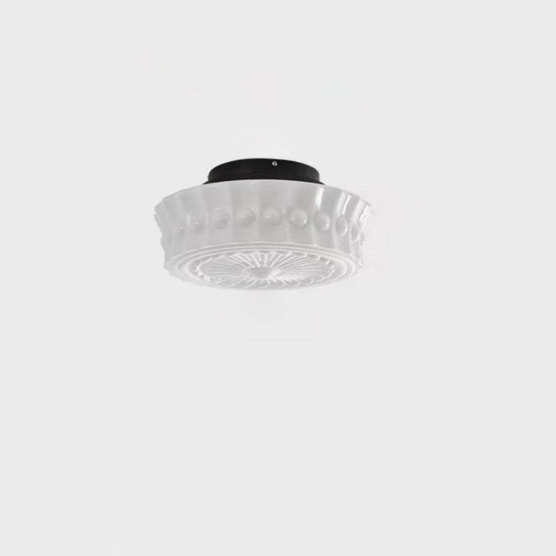 Vintage Round Pattern Glass Iron LED Ceiling Light